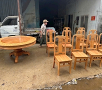 Bàn Ăn 1m50 Gỗ Gõ Đỏ 10 Ghế Đẹp 