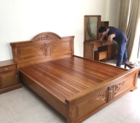 Giường đình cong gỗ gõ Nam Phi 1m6 *2m