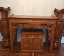 Bộ bàn cúng sen gỗ gõ đỏ SIZE 153CM