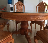 Bàn ăn tròn 6 gỗ Gõ
