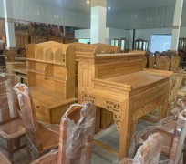 Bàn cúng sen 2 tầng 127CM gõ Nam Phi
