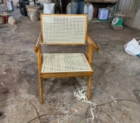 GHẾ BỌC MÂY GỖ TRÀM BÔNG VÀNG 01