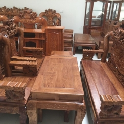 SALON TRIỆN RỒNG BÁT TIÊN 12 GỖ HƯƠNG ĐÁ GỒM 6 MÓN