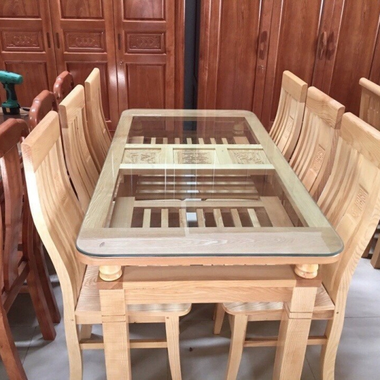 BÀN ĂN 6 GHẾ GỖ SỒI NAM