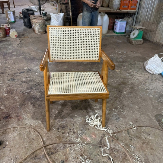 GHẾ BỌC MÂY GỖ TRÀM BÔNG VÀNG 01